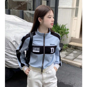 Cheers Darling Jaket Crop Kerah jiper Wanita Kekinian - Jacket Zipper Crope Wanita Korean Style