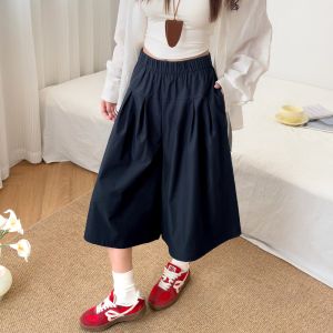 V.C.I | Dark Navy Easy-waist Flare Leg Trousers for Pear Shape Slimming High Waist Skirt Pants