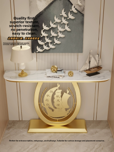 Modern Italian Style Wall-Mounted Entrance Table Rock Panel Corridor Table Luxury Living Room Display Stand Open Storage