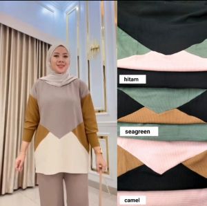 stelan knit / stelan wanita ootd one set / stelan kekinian / stelan wanita dewasa