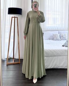 Vika Gamis Muslimah Kekinian Ceruty Import Undangan Pernikahan Murah All Size Free Hijab Kekinian 2022 Cod