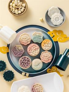 MONLEYTA | Hand Press Mooncake Mold For Home Use New 2025 Pastry Green Bean Cake Peach Mountain Skin Liquid Core 75/50/63 Grams