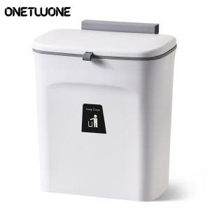 Onetwone Cabinet wall mounted trash can Kitchen space saving hanging Garbage Bins Detachable Waste Bins Kitchen cupboard Recycling Bins Garbage Bins with lid 9L