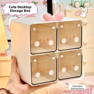 MEISITEKEKE | Cute Bear Design Transparent Drawer Storage Box