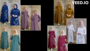 Qiarinn - Gamis Bordir Rel Kreta Bahan Katun Toyobo