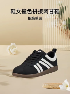 Joy&Mario casual shoes flat womens fashion shoes color-blocked lace-up canvas shoes walking shoes