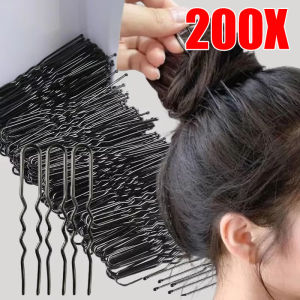 200pcs Wave U Shape Black Bobby Pin / Hairstyle Metal Hair Clips / Women Girls Simple Barrette Hair Accessories / Fashionable Wave Metal Anti-Slip Fixed Bangs Side Clips / Barrette Women Salon Hair Styling Tools