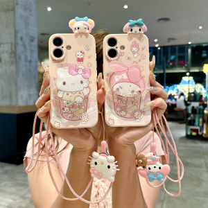 Lemon Kitty Cat Design Phone Case for Honor Play Series Cute Cartoon Soft Full Edge Protection Womens Style Anti-Fall Lanyard