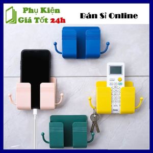 Kệ Dán Tường Để Điện Thoại Remote Có Móc Treo Tiện Dụng - Hộp Đỡ Dán Tường Chất Liệu Nhựa pp Cao Cấp Mẫu Mới Chịu Lực Tốt - Giá Đỡ Dán Tường Có Quai Để Sạc Điện Thoại - Kệ Gắn Tường Để Điện Thoại