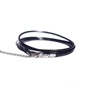 Black Leather Rope Necklace Rope Leather Chain Pendant Necklace Lanyard Length Easiest for Match Rope with Jade Pendant Customizable Length Sweater Chain