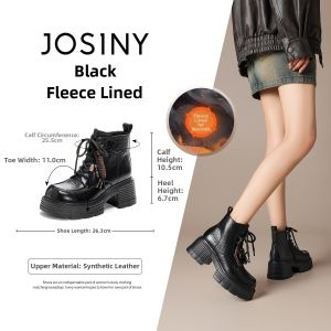 Josiny | Brown Women Boots Winter New Thick Soled Melard Style Ankle Short Boots