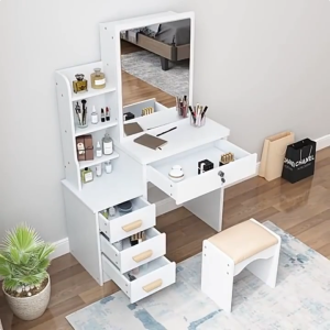 (ถูกสุดใน ทุกแพลตฟอร์ม)โต๊ะวันนิตี้พร้อมโต๊ะแต่งหน้า LED โต๊ะเคลือบกันน้ำสไตล์เกาหลีโต๊ะแต่งตัวประกอ