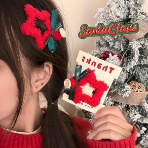 1/3 Pcs Christmas Plush Star Hair Clip Hair Clip Side Hairpin Clip New Year Decoration Shattered Hair Clip Hair Accessories
