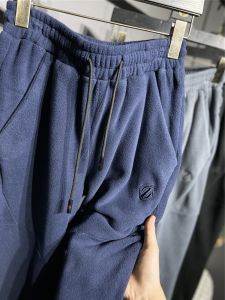 Luxurious Embroidered "Z" Thickened Fleece Autumn Winter Mens Pure Color Cuffed Casual Pants Youth Trendy Loose Fit Sports