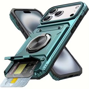 Ốp Lưng Điện Thoại iPhone Air 17/16/15/13/14 Pro Max Plus 17Pro/15Pro Tích Hợp Giá Đỡ Xoay Từ Tính Chống Sốc Chất Liệu Da & Có Ngăn Đựng Thẻ
