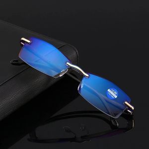 Ultra Light Frameless Mens Reading Glasses Anti Blue Light High-definition Presbyopia Glasses 0 To 4.0 Diopter Adaptation