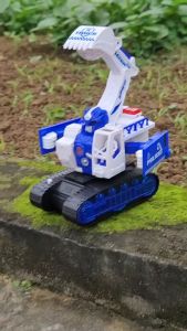 Xe múc biến hình robot mẫu mới 2024 chạy pin (shop tặng kèm) có âm thanh ánh sáng dành cho bé - Đồ chơi MiniKids