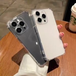 CrashStar Anti-jatuh Airbag Transparan Tebal Soft Phone Case For iPhone 17 16 15 14 Pro Max Plus 13 12 11 Pro Max Mini X XR XS Max 8 + 7 Plus Simple Clear Silicone TPU Shockproof Phone Cover Casing