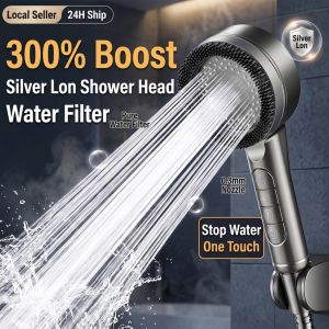 Handheld Shower Head 4 Modes One-Click Pause Filtered Matibay Bath Accs Anti-Fall