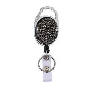 1/2pcs Sparkle Retractable Crystal ID Name BadgeHolderBling Work Card Badge ReelFashion  Rhinestone Badge Car Bag Keychain