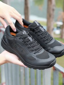 Mens Low-Top Training Shoes Breathable Summer Running Shoes Tactical Outdoor Hiking Shoes Black Color Military Style Boots