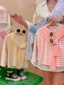 Dopamine Academic Style False Two-Piece Poncho Long Sleeve T-Shirt