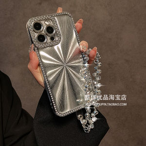 Luxury Crystal Silver Plated Anti-Fall Mobile Phone Case for Apple iPhone 15 14 13 Creative Personalized Womens Fashion Soft Shell