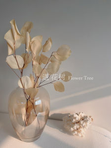 ขวดดอกไม้แก้วโปร่งใสสีเหลืองทองสไตล์อเมริกันเรียบง่ายสำหรับตกแต่งห้องนั่งเล่น ดอกไม้แห้ง กลุ่มดอกไม้ ตกแต่ง วัสดุแก้ว