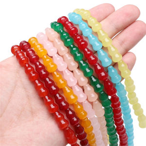 15pcs/bag 8x14mm Glass Straight Hole Gourd Beads Loose Spacer Bead for Bracelet Necklace Phone Strap DIY Jewelry Making Accessories