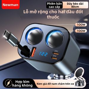 NIUMAN | Đầu Chuyển Đổi Ô Tô với Cổng Mở Rộng và Dây Cáp Co Trụi Sạc Siêu Nhanh