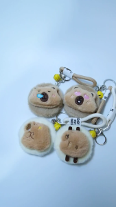 LUNI Capybara double sided mirror Keychain bag pendant good quality plushie keychain and bell