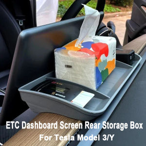 For Tesla Model 3/Y 2021-2024 Dashboard Screen Rear Storage Box Tray Tissue Box Invisible Support Organizer Interior Accessories