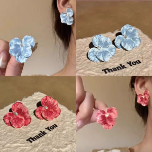 ต่างหูรูปดอกไม้สไตล์หวานและมีเอกลักษณ์ 925 เงินแท้ ดีไซน์สไตล์วันหยุด ดีไซน์ไม้ ต่างหูสไตล์น้อย