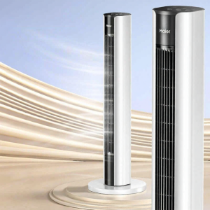 [China Plug Adapter Needed]Haier | Quiet Oscillating Timer Tower Fan Bladeless