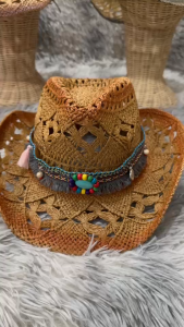 หมวกคาวบอยทูโทน+สายฟูชนเผ่า มีรูระบายอากาศ สวมใส่สบาย เท่มีสไตล์ 05-X6T+00HAT03