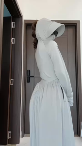 Áo chống nắng toàn thân 2 lớp dáng váy thun lạnhthiết kế vành mũ rộng che chắn toàn bộ khuôn mặt chống tia UV tốt PTY68