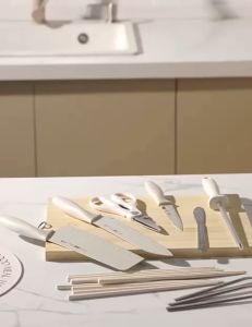 Knife Storage Kitchen Utensils Lid & Cutting Board Holder Organizer |  Simpanan Pisau Peralatan Dapur & Papan Potong | 厨房收纳奶油风高颜值刀架砧板一体架锅盖架刀叉筷子笼刀具置物架