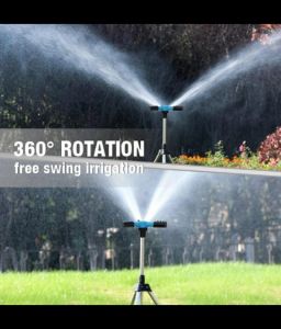 Rotating Tripod Sprinkler 360 Degree Stainless Steel Rotary Irrigation Tripod Telescopic Support Sprinkler for Yard Garden Lawn