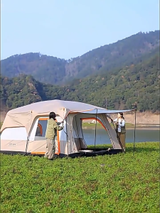 Tenda Camping Outdoor 8-12 Orang Tenda Tahan Air dan Tahan Angin Tenda Pertemuan Keluarga Tenda Besar Outdoor Tenda Portable