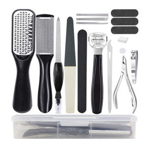 Thinkboo Foot Care Kit Pedicure Rasp Dead Skin Remover Toenail Tools 15-in-1 Manicure Pedicure Set for Personal Grooming