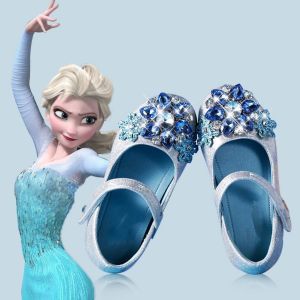 Princess Shoes for Girls Baby Crystal Soft Bottom Single Shoes Spring Autumn Fashion Elsa Kids Leather Shoes Girls Footwear
