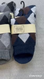 ถุงเท้าหนากันหนาวชาย หญิง โบฮีเมียนสไตล์ ลาย Modern ทอด้วยฝ้ายคุณภาพดี 02-C