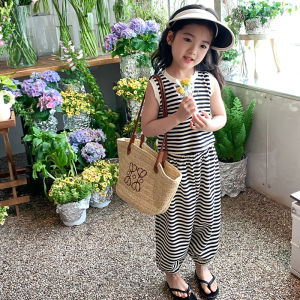 Bear Leader Kids Clothing Suits New Baby Girls Stripes Sleeveless T-shirts and Casual Pants 2 Pieces Sets Summer Childrens Korean Version Clothes Outfits 3 to 7 Years