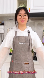 Tạp dề ECOCO Freesize thế hệ mới thiết kế chống thấm nước dầu ăn kiểu dáng dây đeo cổ kèm túi cao cấp 25104