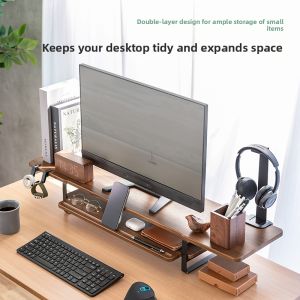 Sanwa Supply | Ergonomic Height Adjustable PC Monitor Stand with Storage Dual Layer