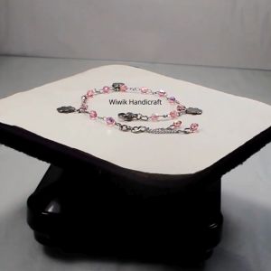 Gelang Wanita Swarovski Asli Pink Bulat 4 mm Tahan Karat kado Hadiah