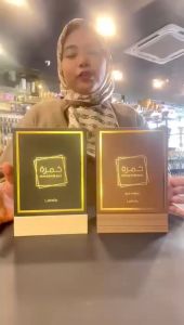 Original Khamrah & Khamrah Qawah Perfumes by Lattafa 100ML aromatic and spicy fragrance for both men and women. It opens with top notes of cinnamon nutmeg and bergamot leading to a heart of dates praline tuberose and mahonial