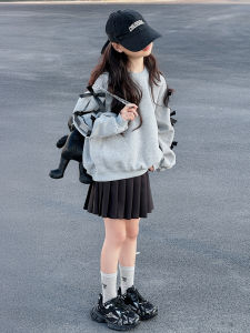 Girls Long Sleeve Hoodie Autumn Wear 2025 New Style Childrens Long Sleeve Top Korean Style Outfit for Big Kids Comfortable Elastic Wear