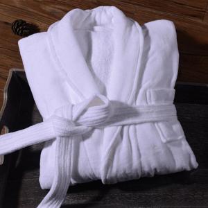 Velvety Soft Thick White Cotton Bathrobe