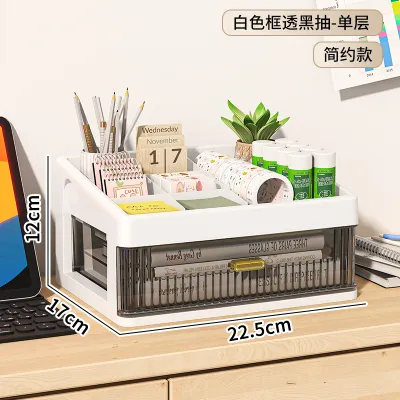 Transparent Desktop Organizer Box Drawer Style Plastic Storage Cabinet for Office And Student Desk Cosmetic Storage Container